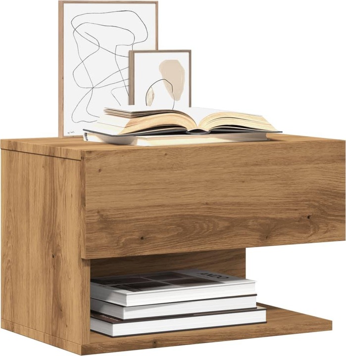 Produktbild VidaXL Wand Nachttisch Nachtschrank Nachtkommode Hängend 2 Stk. Artisan-Eiche (46 x 29.5 x 30 cm)
