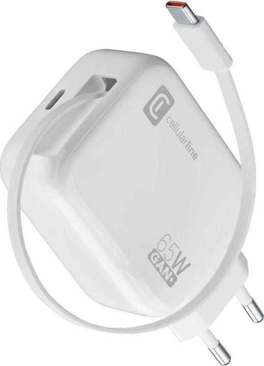 Actual product image Cellularline Retractable Power 65W (65 W, 2 ports)