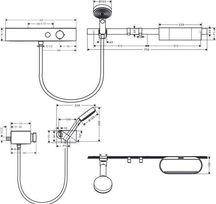 Produktbild hansgrohe HG Bundle WallStoris 105 mattschwarz
