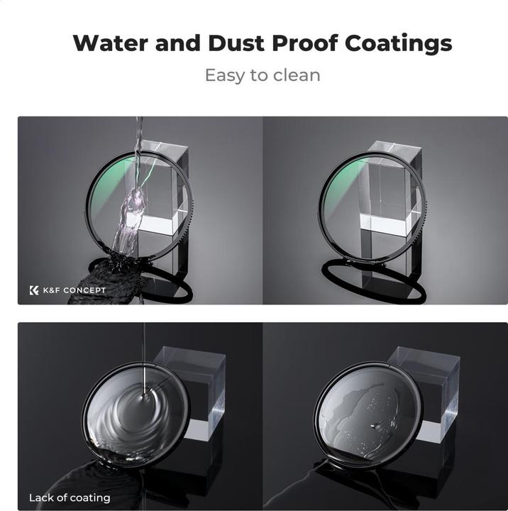 Actual product image K&F Concept 67mm MCUV+CPL Lens Filter Kit + Metal Caps, HD, Waterproof, Anti-Scratch, Green Coated Nano-X Series (67 mm, Polarizing filter, UV filter)
