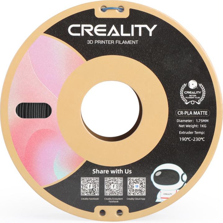 Productafbeelding Creality PLA, Matzwart, 1,75 mm, 1 kg, Materiaal (PLA, 1.75 mm, 1000 g, Zwart)