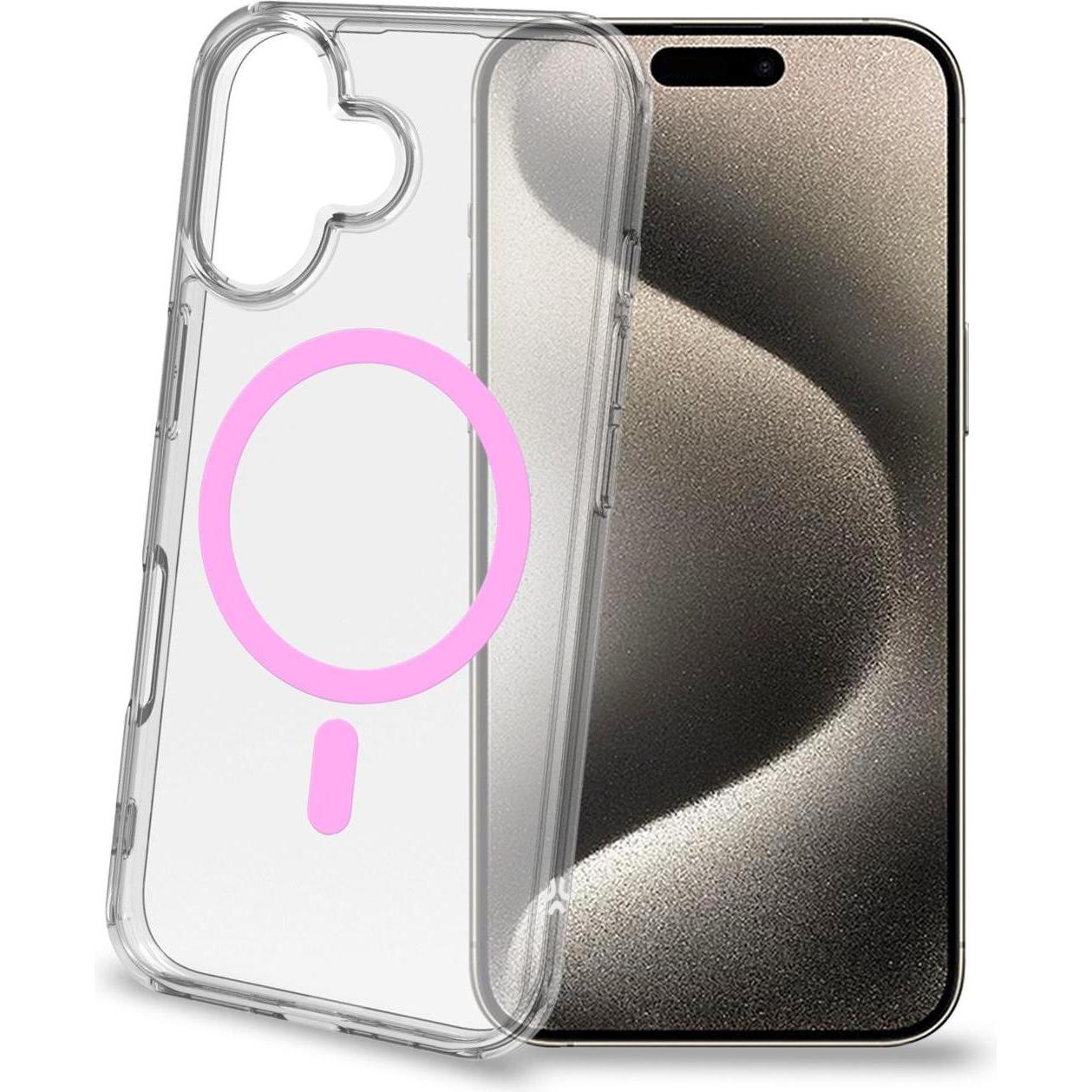 Celly GelSkinMag für das iPhone (Apple iPhone 16), Smartphone Hülle, Transparent