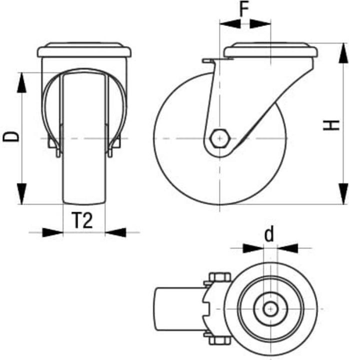 Image du produit kaiserkraft Roulette pivotante compacte en tôle d'acier LR-GSPO 60K