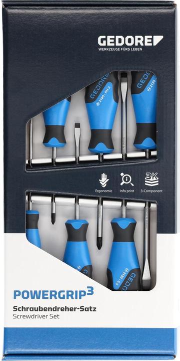 Produktbild Gedore Schraubendreher-Satz, 6-teilig, Für Schlitz- und Kreuzschlitzschrauben, Ergonomischer Griff (Phillipps-Kreuzschlitz (PH), Schlitzschrauben)