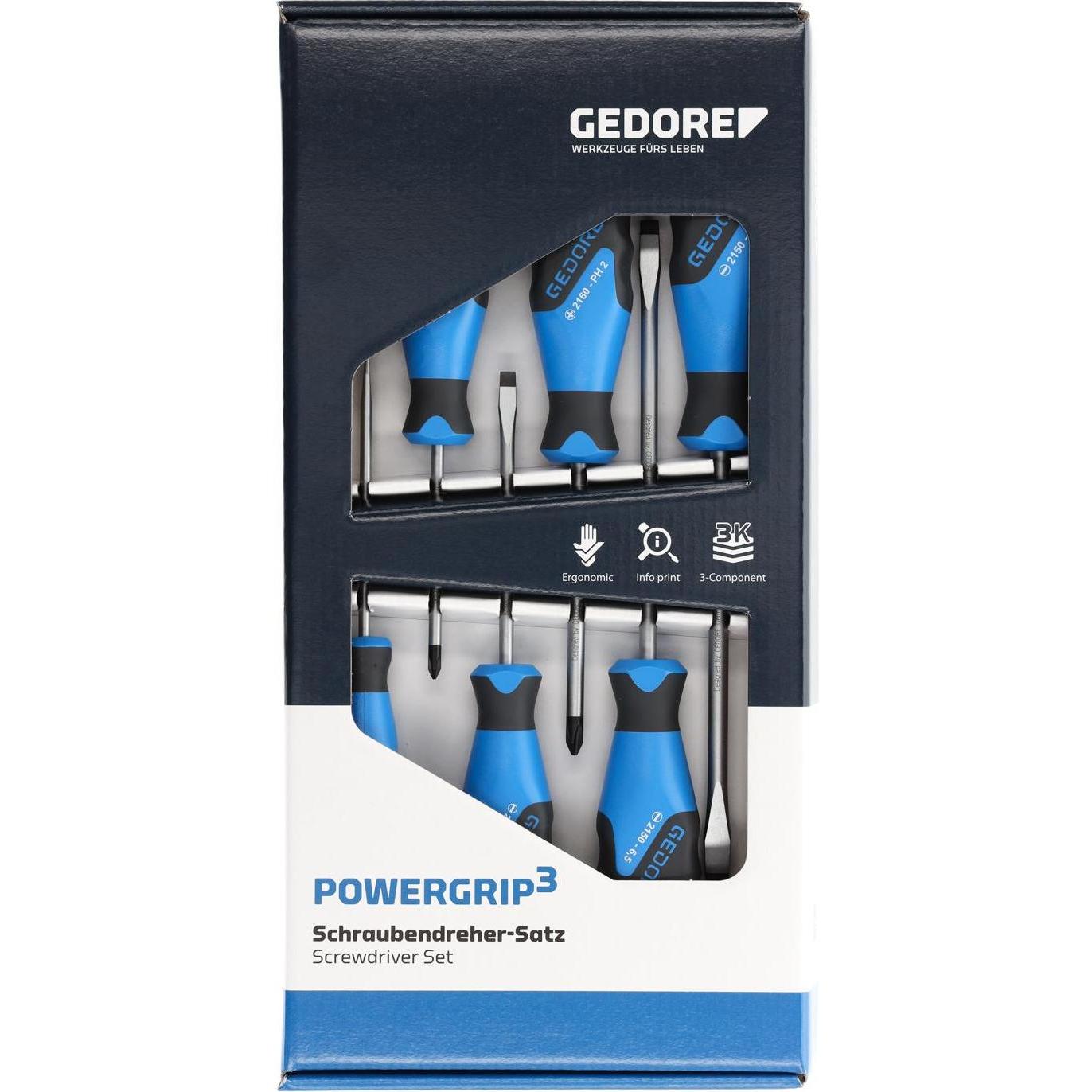 Thumbnail - Gedore, Schraubenzieher, Schraubendreher-Satz, 6-teilig, Für Schlitz- und Kreuzschlitzschrauben, Ergonomischer Griff (Sc...