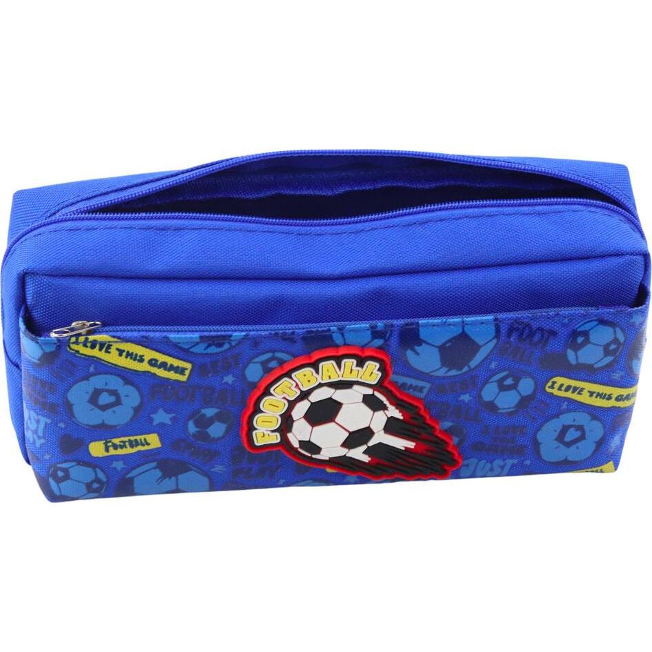 Lean Toys, Astuccio, Schul-Organizer-Federmäppchen mit Fussball-Blau