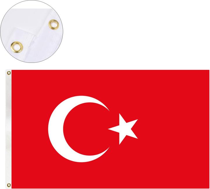 Produktbild Lobwerk Türkei Turkey Flagge mit Ösen Fahne 150x90 Metalösen Wetterfest Fahnenmast (90 x 150 cm)