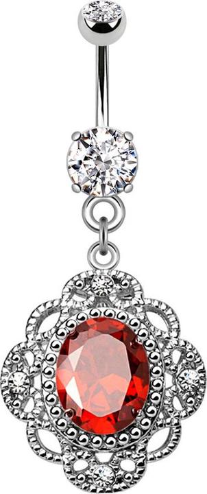 Immagine prodotto Star Piercing Ciondolo in argento a forma di banana con disegno tribale e cristallo ovale rosso (Ottone, Acciaio chirurgico 316L)