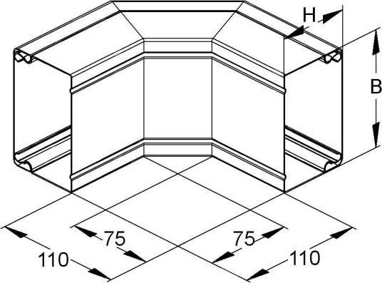 Image du produit Niedax NIE LUAD60.100E3 Angle extérieur 2x45° avec couvercle 60x100mm Acier inoxydable (11 cm)