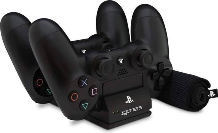 Immagine prodotto 4Gamers Caricamento+ Doppio bacino di ricarica con panno per la pulizia (PS4)