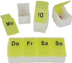 First Aid Only 7-day tablet box, plastic, white/green