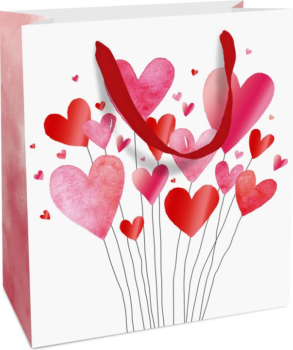 Immagine prodotto Braun + Company Borsa regalo Lovely Hearts 18 x 21 x 8 cm, bianco/rosso (Borsa da regalo, 1 x)