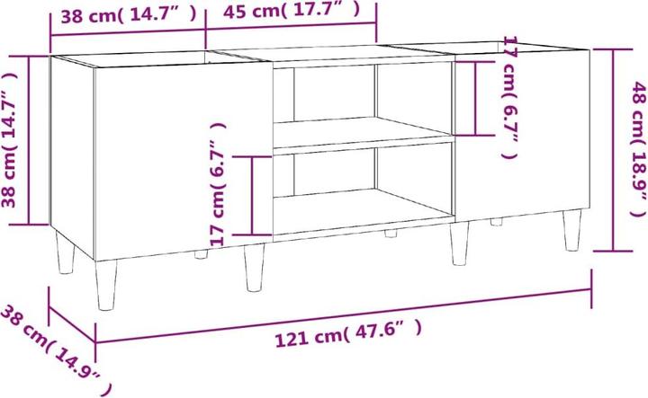 Produktbild VidaXL Plattenschrank Betongrau 121x38x48 cm Holzwerkstoff (121 x 38 x 48 cm)