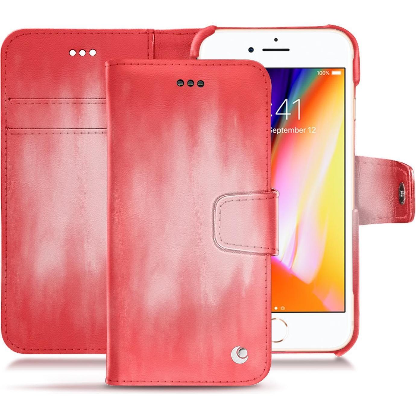 Noreve Lederschutzhülle Wallet (Apple iPhone 8), Smartphone Hülle, Rosa
