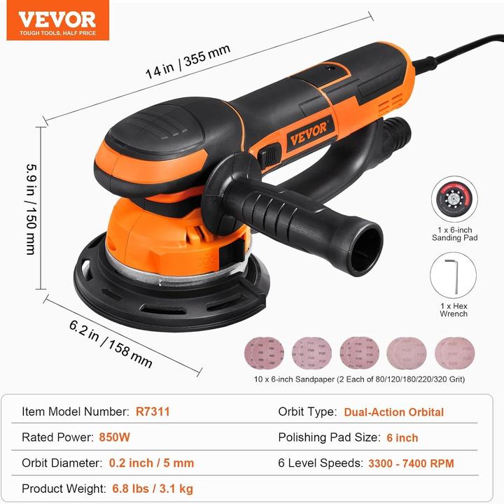 Actual product image Vevor Random Orbital Sander (Eccentric grinder)