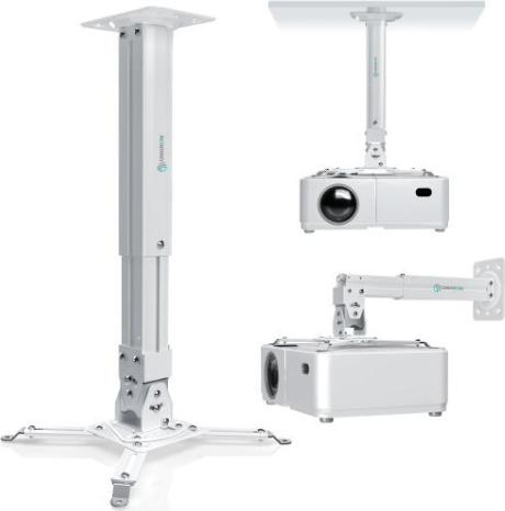 Onkron Adjustable Ceiling/Wall Projector Mount up to 10 kg, White (Decke, Wand)
