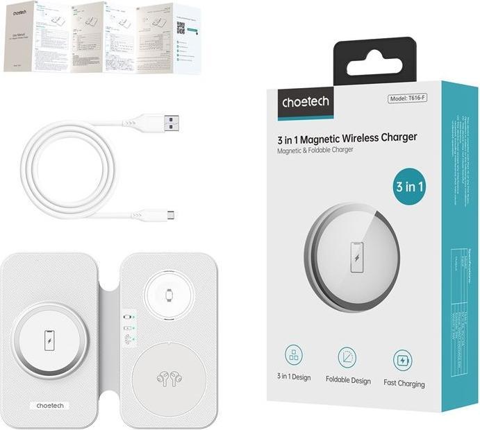 Produktbild Choetech Wireless charger 3in1 T616-F (white) (15 W)