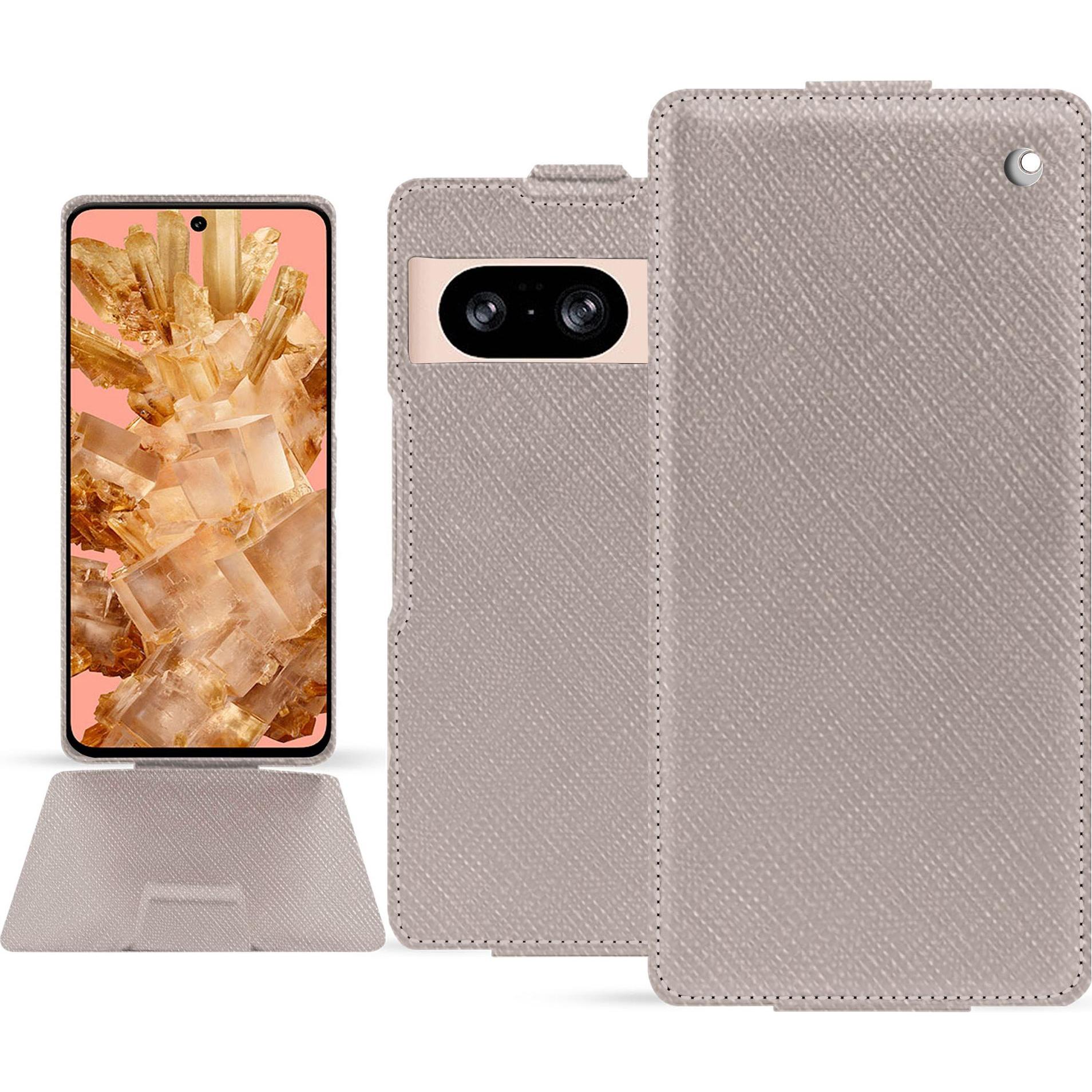 Noreve Lederschutzhülle vertikal (Google Pixel 8), Smartphone Hülle, Beige