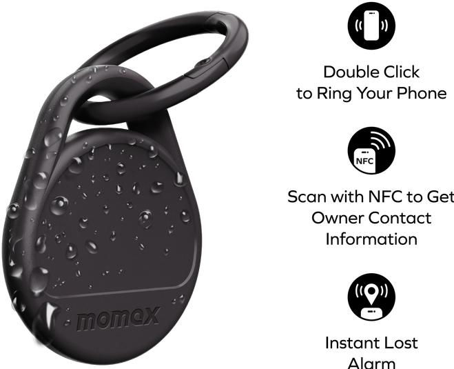 Actual product image Momax Pinpop Duo Find My Locator (Black)