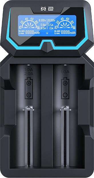 Actual product image Xtar X2 Charger (14500, 14650, 16340, 17500, 17670, 18350, 18500, 18650, 18700, 20700, 21700, 22650, 25500, 26650, AA, AAA, R14)