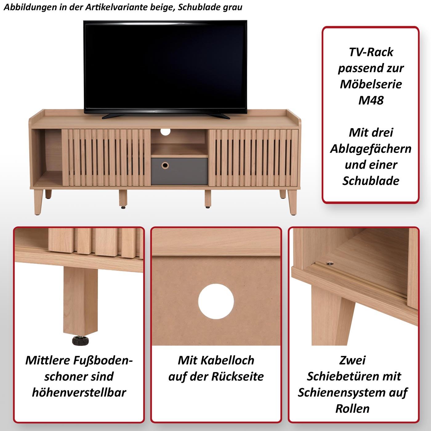 Thumbnail - MCW, TV Möbel, M48 TV-Rack (56 x 150 x 40 cm)
