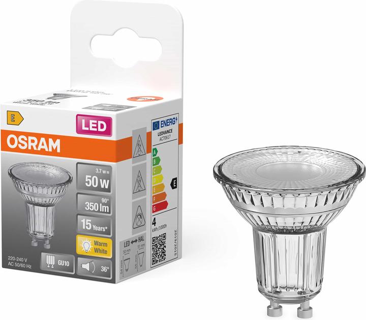 Produktbild Osram LED Leuchtmittel LED STAR PAR16 3.7W 827 GU10 Warm weiss 4099854458606 (GU10, 3.70 W, 350 lm, 6 x, E)
