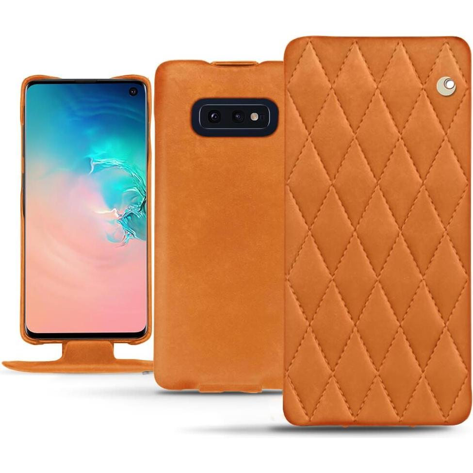 Noreve Lederschutzhülle vertikal (Samsung Galaxy S10e), Smartphone Hülle, Orange