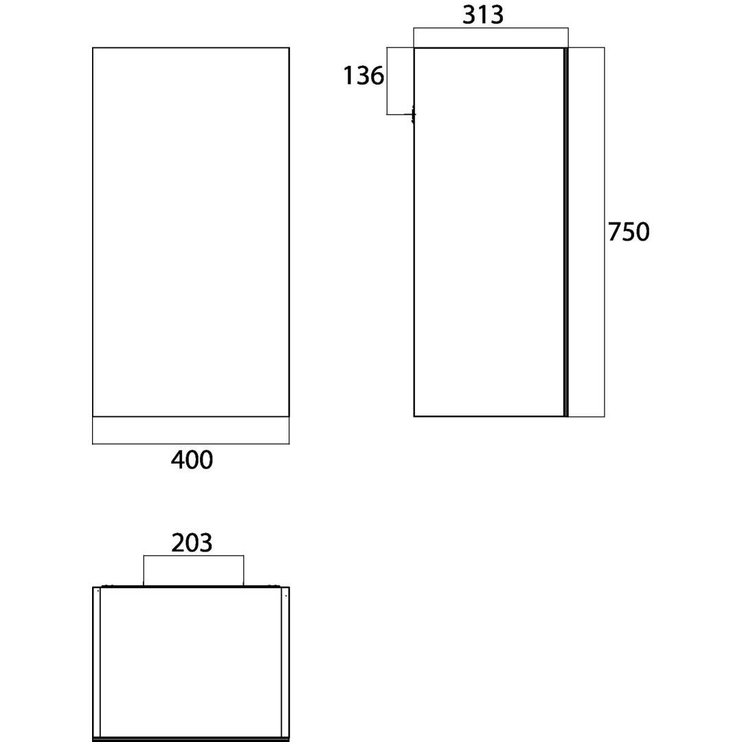 Thumbnail - Emco, Badezimmerschrank, evo Halbhochschrank, 750 mm, Glastür, Tip-on Beschlag, 2 Glasablagen, LED-Innenraumleuchte, 95