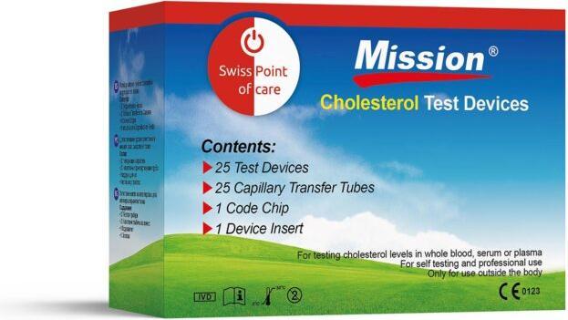 Image du produit Swiss point of care Bandelettes de test de cholestérol Mission 3 en 1 (Lecteur de cholestérol)
