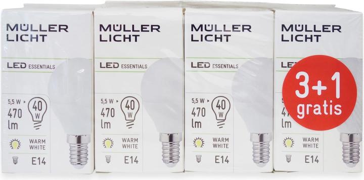 Image du produit Müller Licht LED E14 en forme de goutte 5.5 W = 40 (E14, 470 lm, 4x)