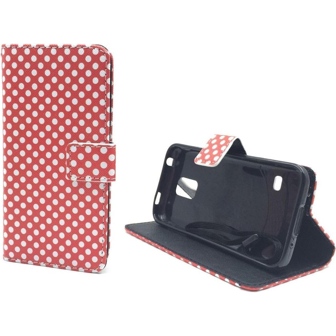 Thumbnail - König Design Schutz Hülle für Samsung Galaxy S5 Mini Polka Dot Rot Tasche Case + 1 Panzer Schutz Glas (Samsung Galaxy S5...