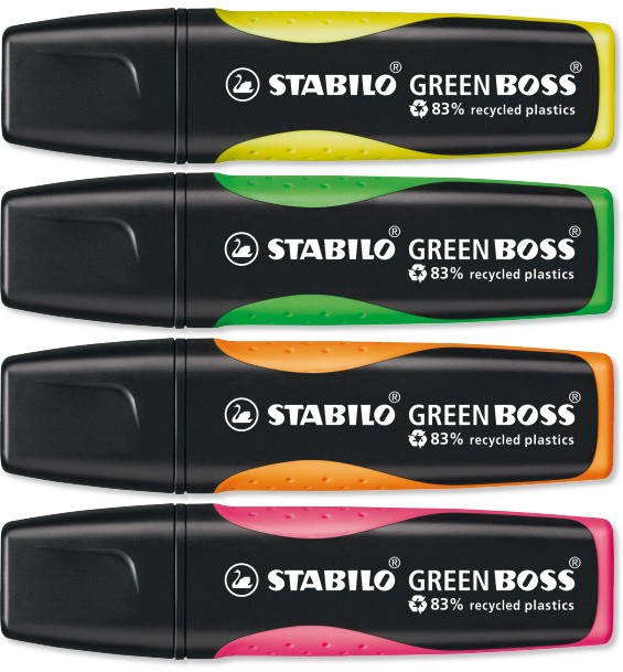 Produktbild STABILO GREEN BOSS Textmarker (Pink, Gelb, Grün, Orange, 5 mm, 4 x)
