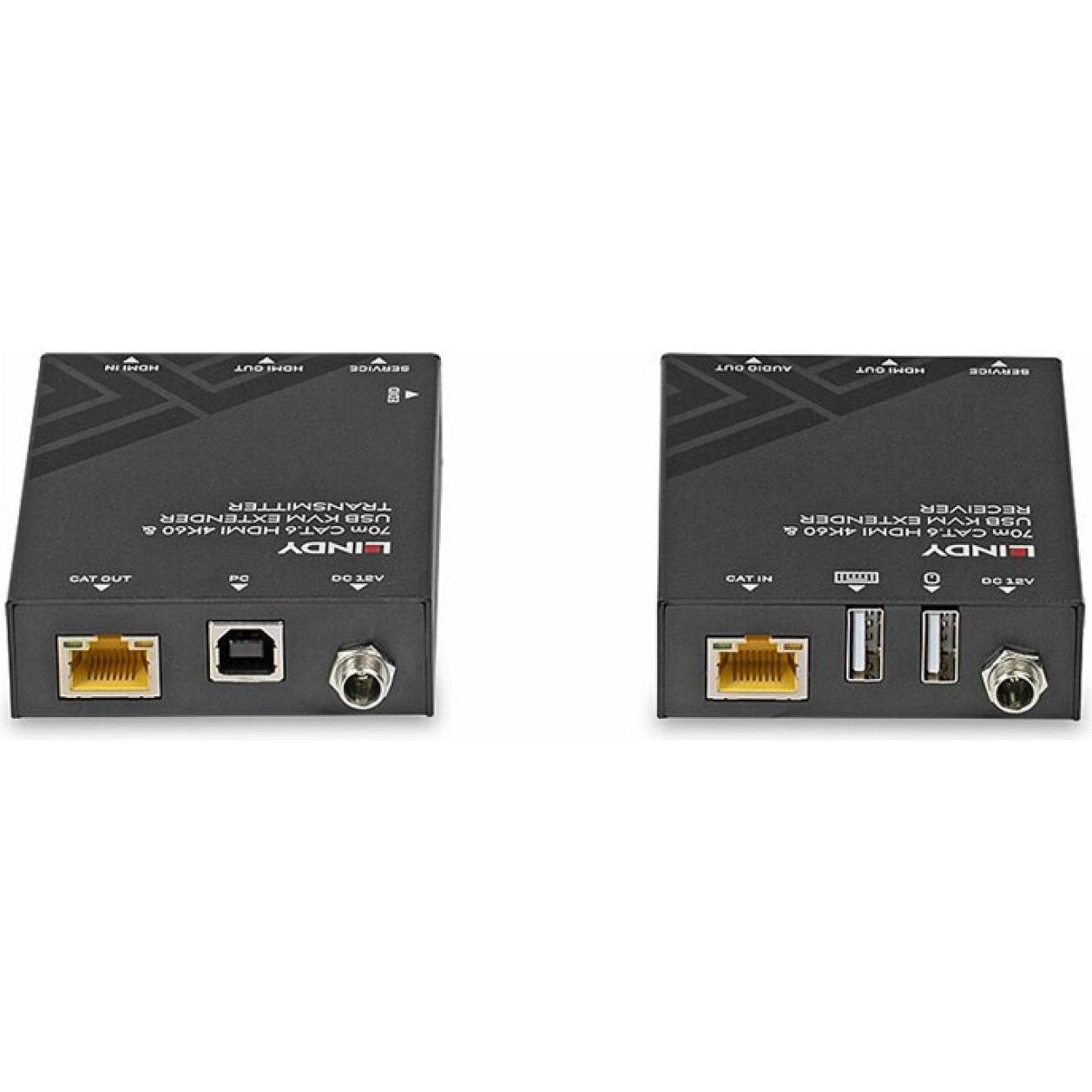 Thumbnail - Lindy 70m Cat.6 HDMI 4K60, USB & Audio KVM Extender, KVM Switch, Schwarz