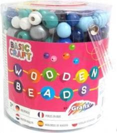 Actual product image Grafix Bucket with wooden beads, 250gr.