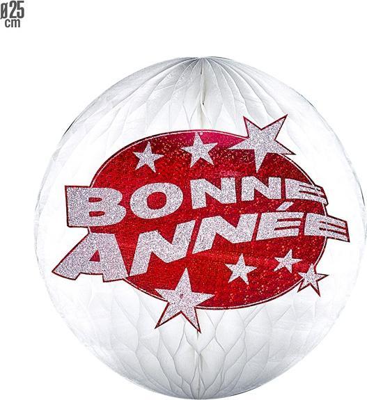 Widmann Globus Wabenball Bonne Année Holografisch Mit Rotem 25 cm