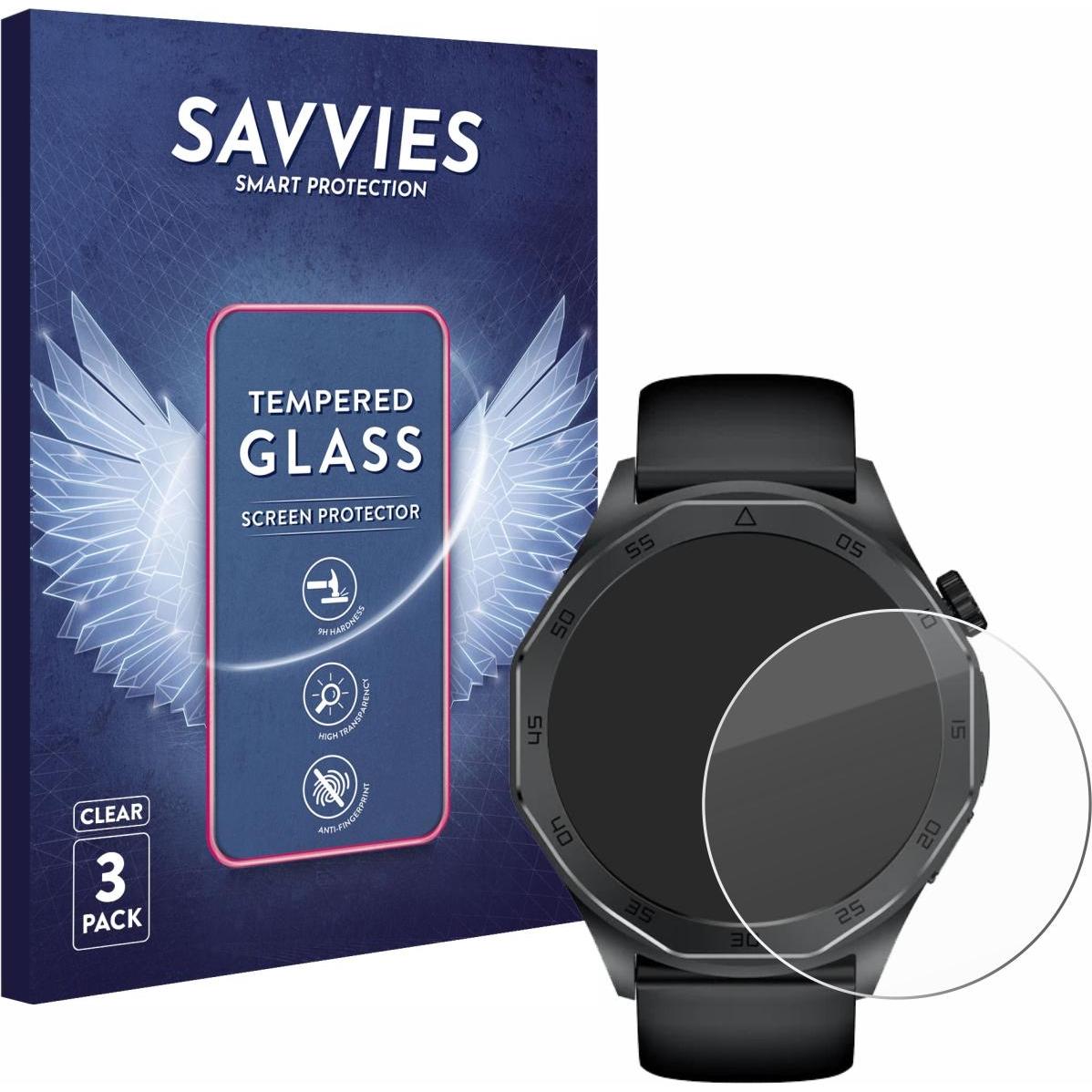 Savvies Panzerglas Displayschutz 9H Schutzglas Glas Klar Transparent, Smartwatch Schutzfolie, Transparent