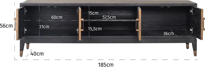 Actual product image Richmond Interiors TV Furniture Bloomingville black gold brushed 185
