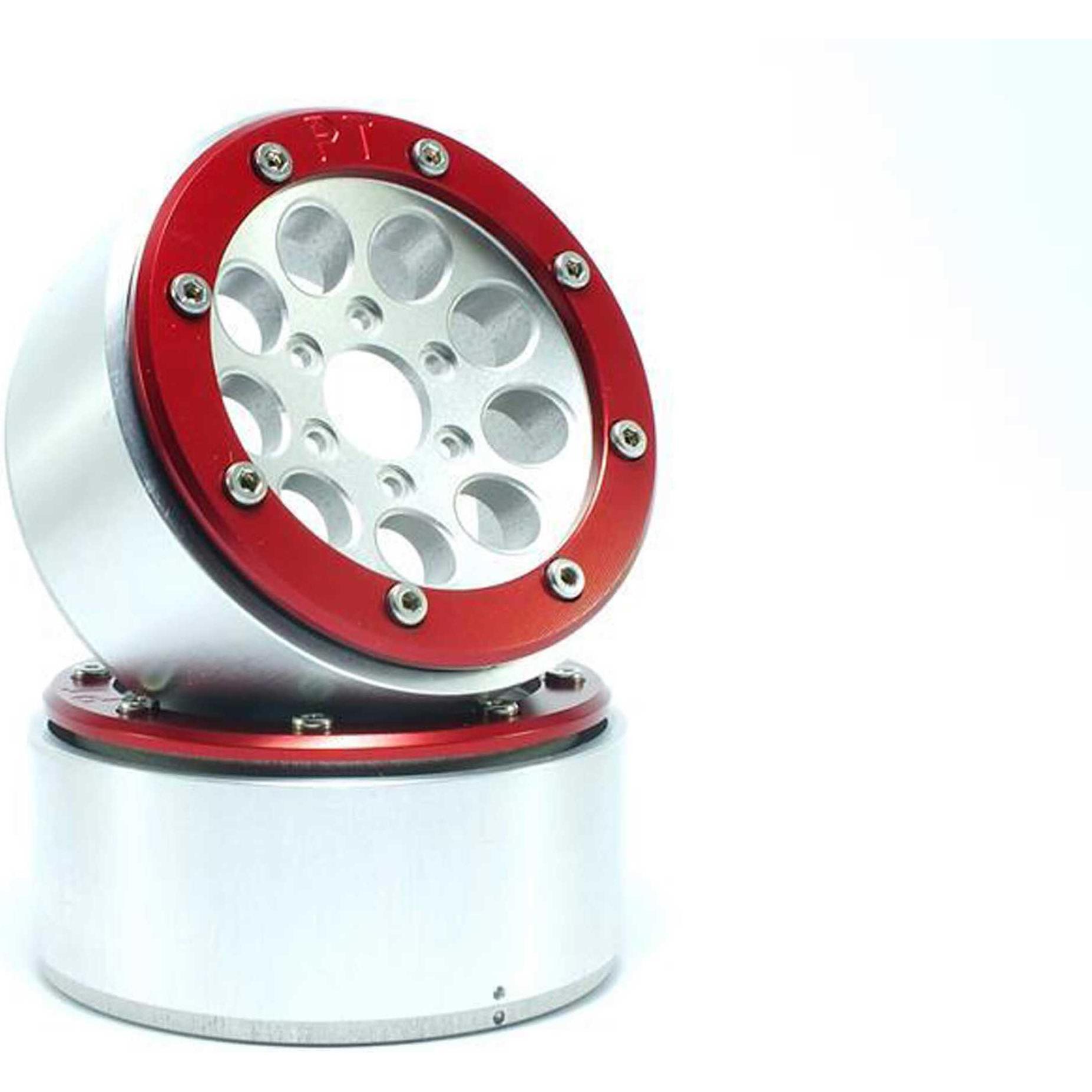 Metsafil cerchi beadlock gun silver/red 1.9 (2 pezzi) senza mozzo ruota