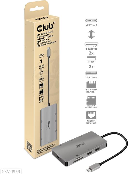 Image du produit Club 3D CSV-1593 (USB-C, 1 portion)