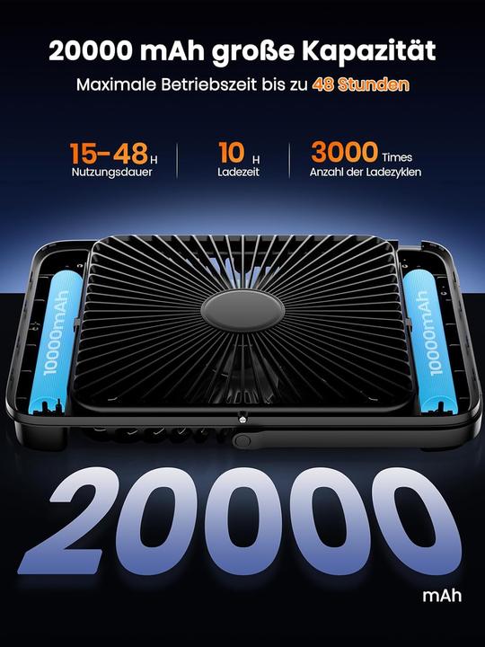 Produktbild Warmco Tragbarer Campingventilator mit LED-Licht (45 dB)