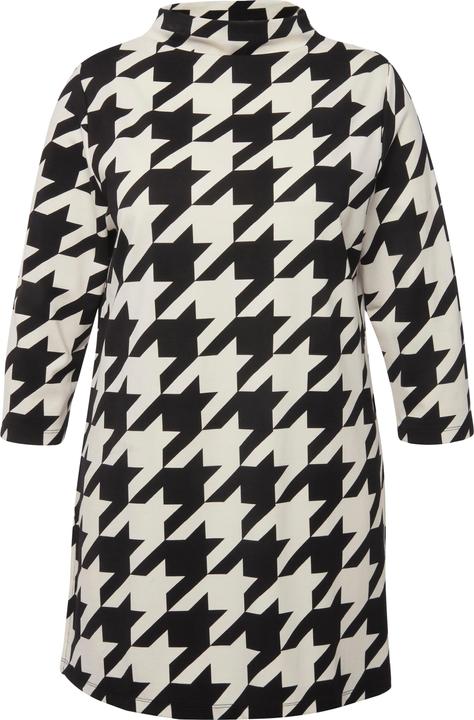 Immagine prodotto Ulla Popken Felpa dal taglio oversize con pied-de-poule, collo alto e maniche a 3/4 (46, 48)