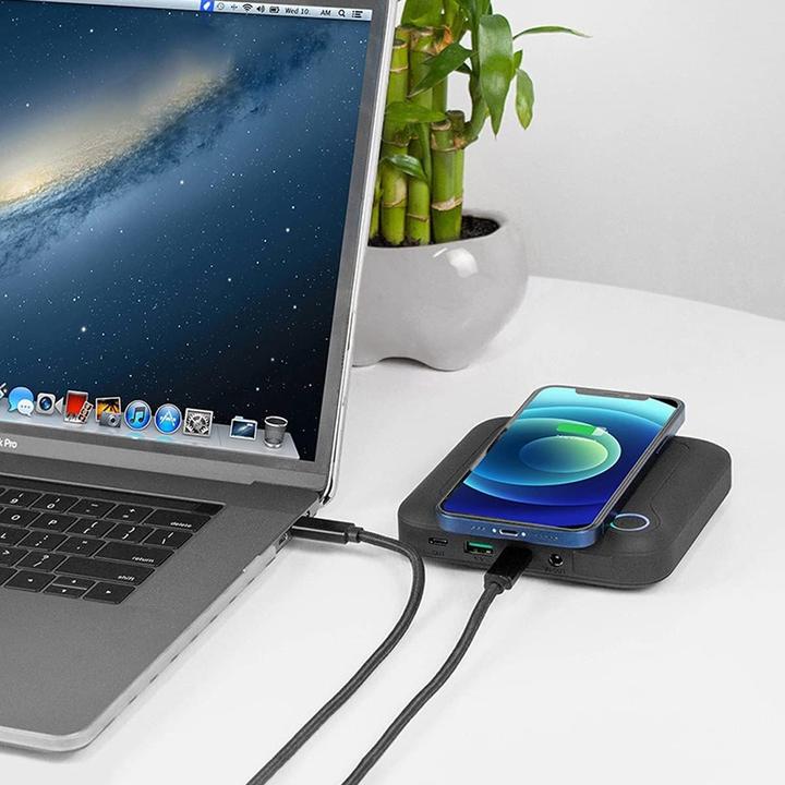 Produktbild FeinTech 60W PD Powerbank mit USB-C, DC-Anschluss und 10W drahtlosem Laden für Laptops, Tablets, Smartphones (60 W, 88 Wh)