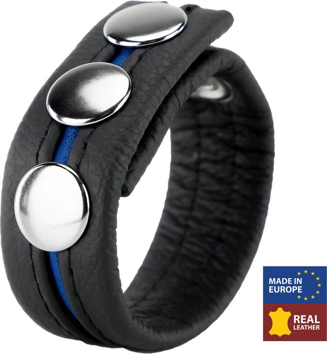 Productafbeelding Red Leather Adjustable Leather Cockring - Blue (5.50 cm)