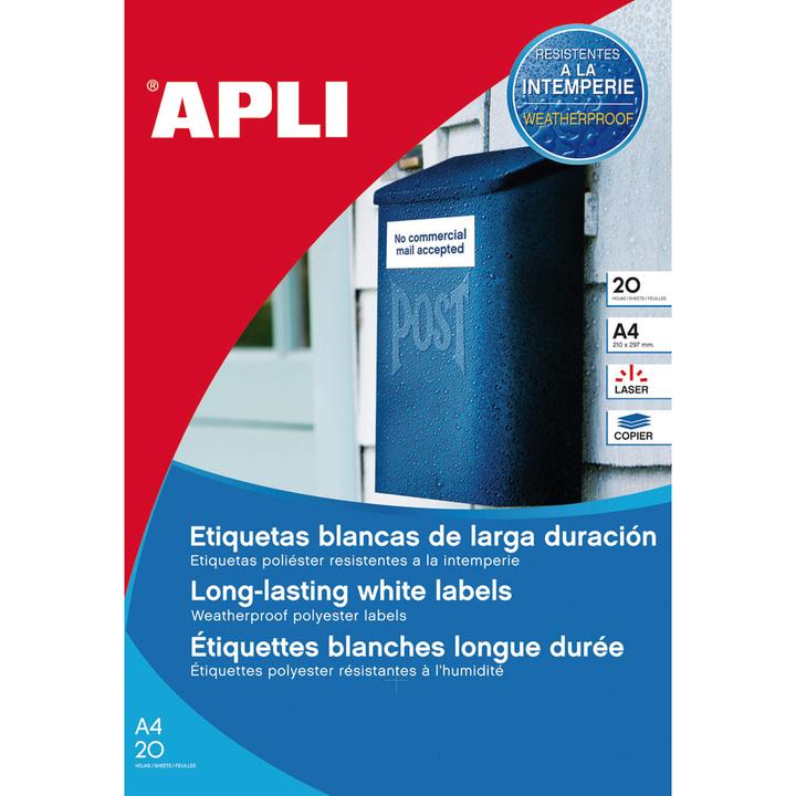 Actual product image Apli Weatherproof foil labels, 99.1 x 42.3 mm, whiteá