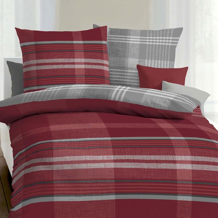 Produktbild Kaeppel Biber Bettwäsche Beyond burgund (Bettwäsche Set, 160x210 cm + 65x100 cm)