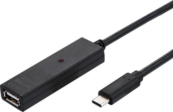 Value USB 2.0 extension, active, with repeater, A-C, black, 20.0 m (20 m, USB 2.0)