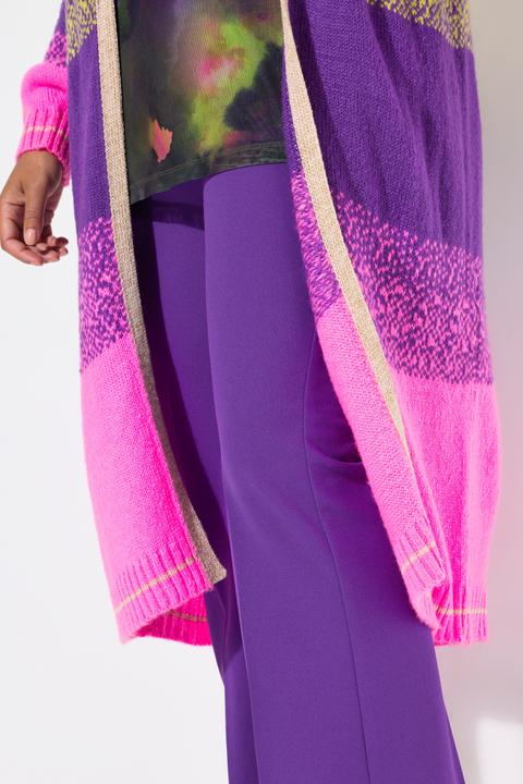 Actual product image Angel of Style Long-Sleeve Fine Knit Open Front Block Stripe Cardigan (46)