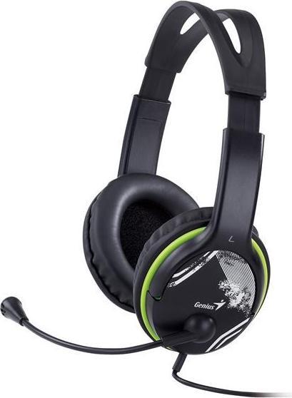 Produktbild Genius HS-400A Headset schwarz/grün, Funktionen:Lautstärkenregler, Skype-kompatibel, Farbe:Vivid Green (Kabelgebunden)