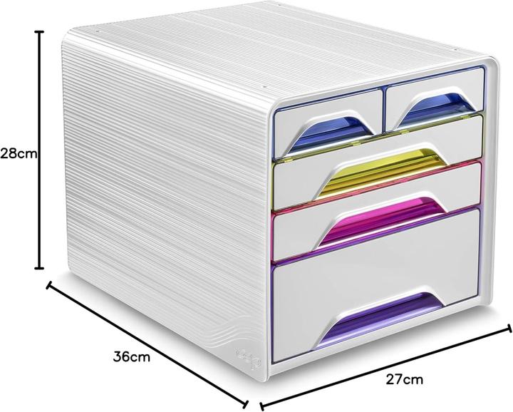 Image du produit Cep Boîte à tiroirs Smoove HAPPY, 5 tiroirs, blanc / multicolore en polystyrène, avec système (A4)