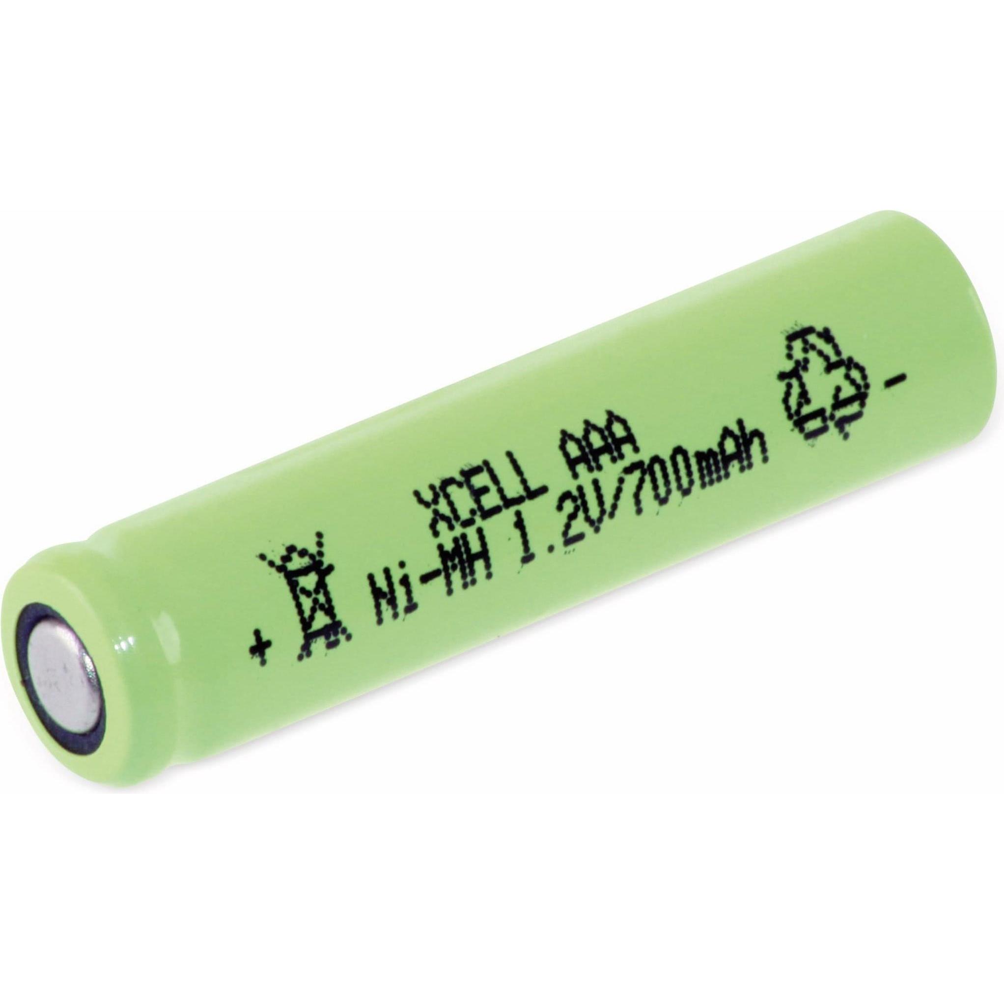 XCell NiMH-Akku, Industriezelle, AAA, Flat-Top, 44,5x10,5mm, 1,2V/700mAh (AAA, 700 mAh), Batterien + Akkus